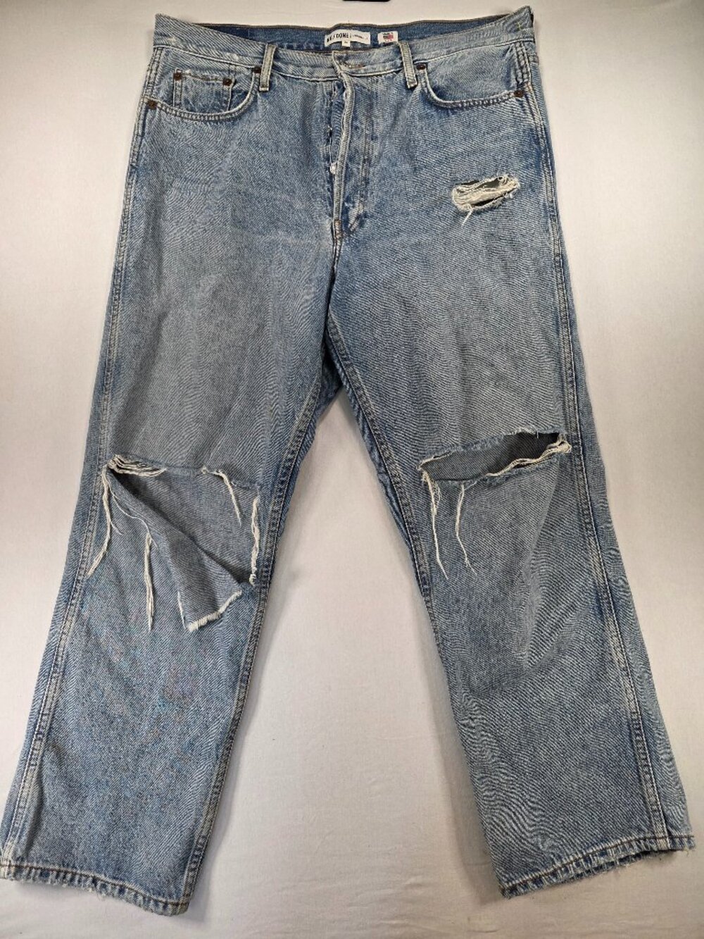 Re/Done Jeans Womens 90s High Rise Loose Straight Denim Distressed Size 30 38x27